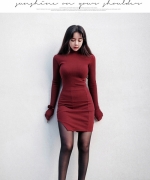 韓版時尚性感氣質修身顯瘦針織連身洋裝